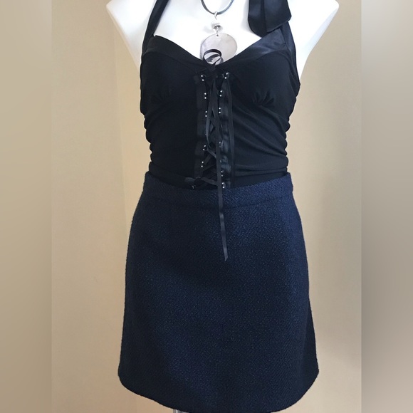 Blue Gap Tweed Zipper In Back  Fabric Mini Skirt Size 10 - Picture 3 of 8